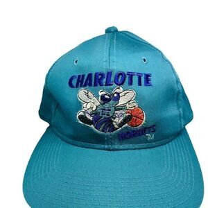 Vintage  Hat Mens Charlotte Hornets Official NBA Blue Snapback Hat One Size